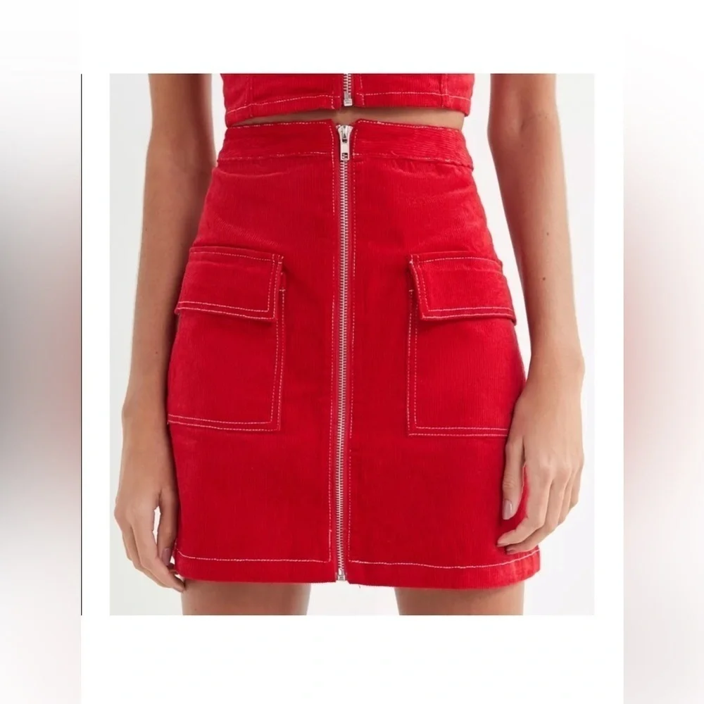 Urban Outfitters Red Corduroy Mini Skirt size Medium